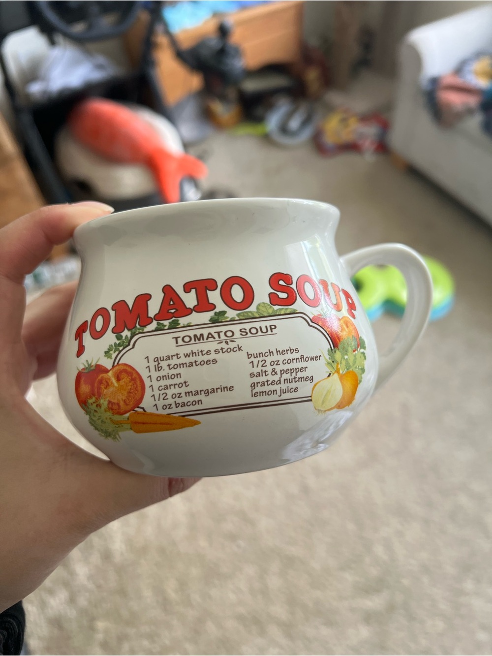 Tomato Soup Ceramic Soup Mug - Red and White Graphic